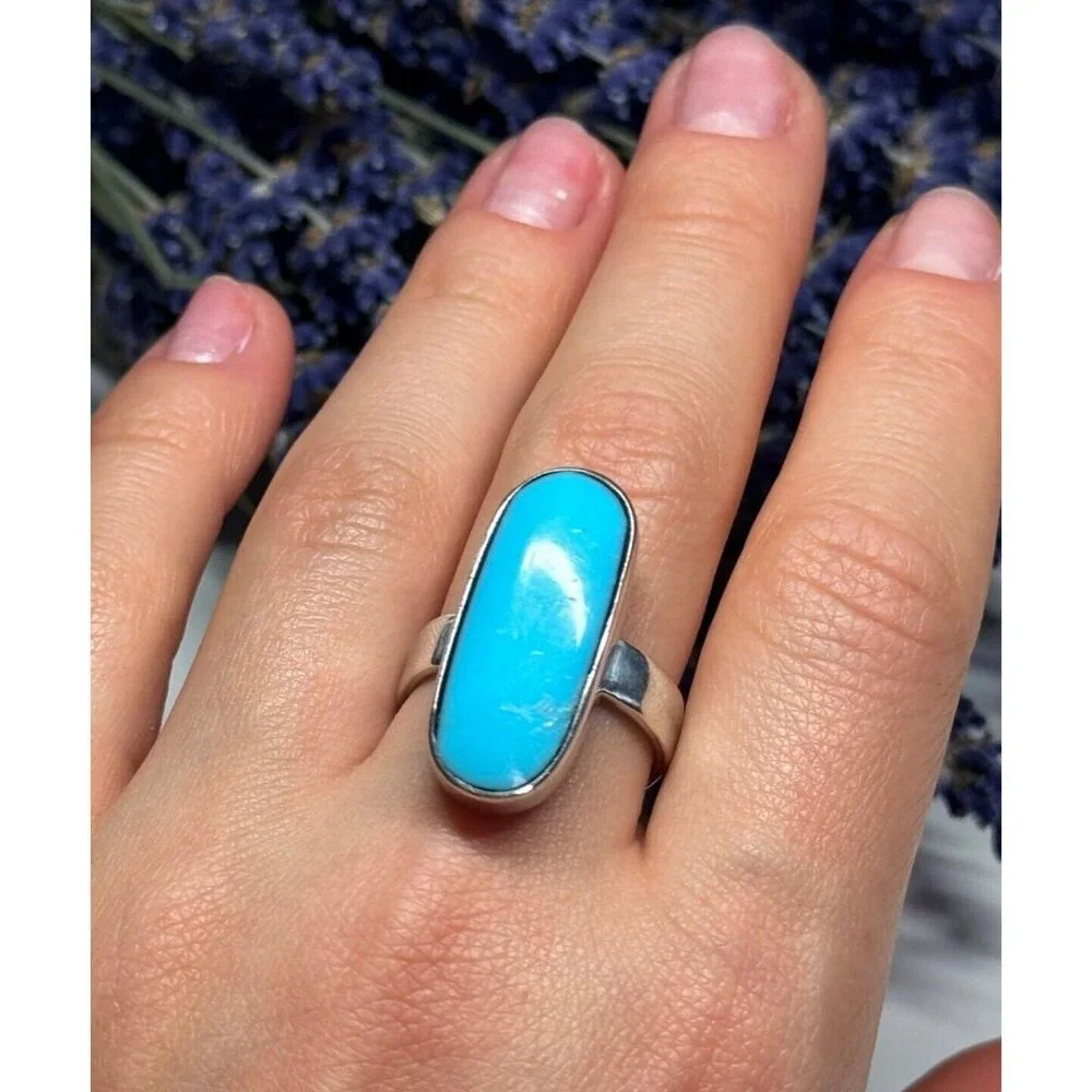925 STERLING SILVER LARIMAR RING SIZE 8